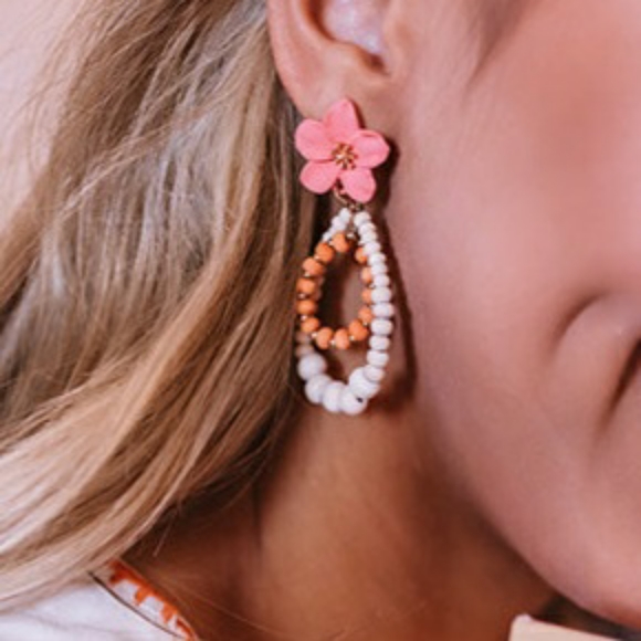 Jewelry - Coral Flower Dangle Earrings